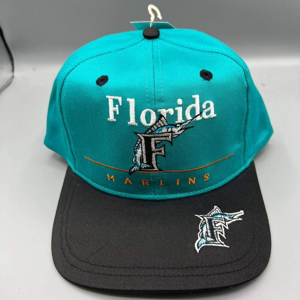 Vintage Florida Marlins Hat Men Blue Black Twins Enterprise Snap Back Cap New